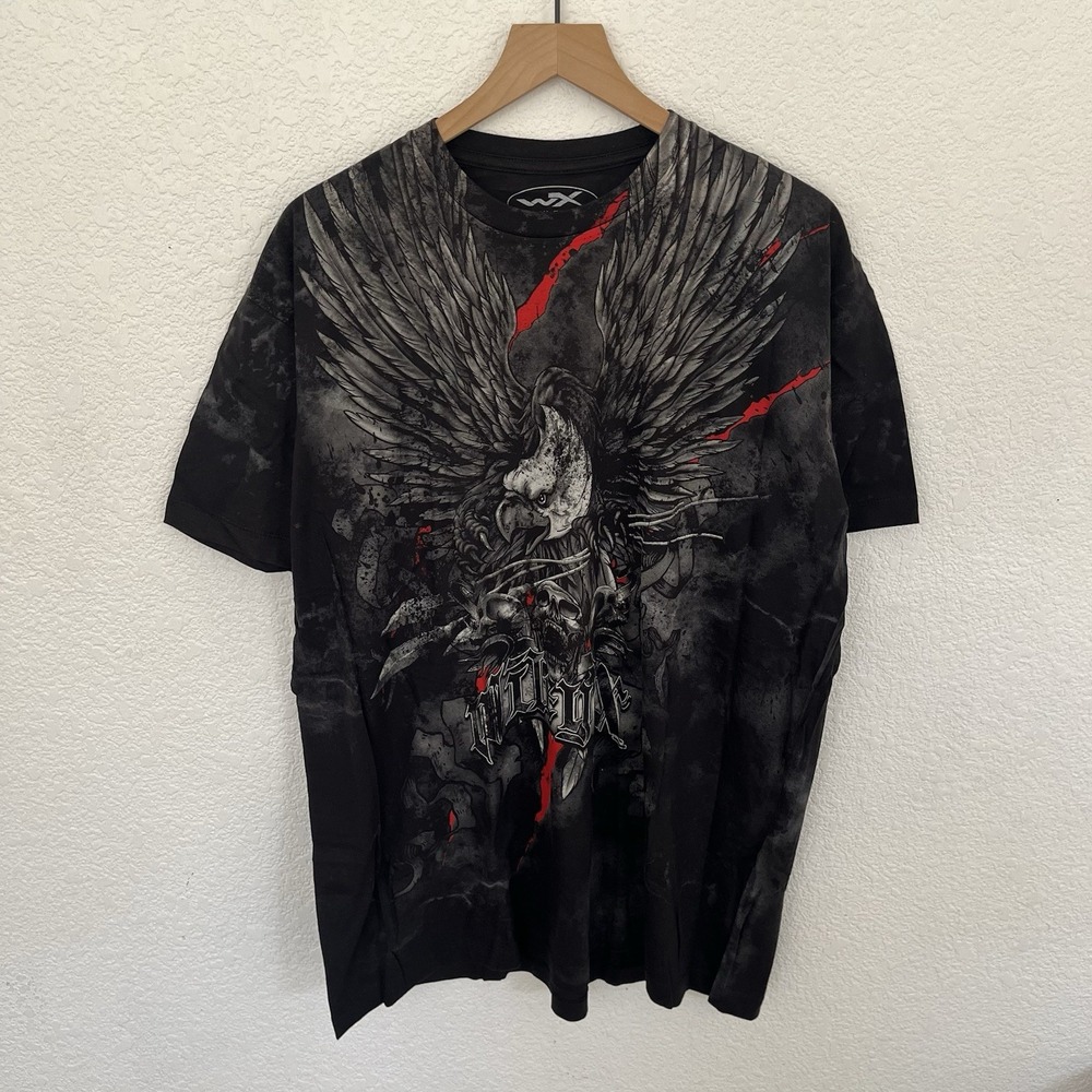 Wiley X Talon Warrior T-Shirt XXL New Black Eagle Skull Graphic Tee Goth Y2K